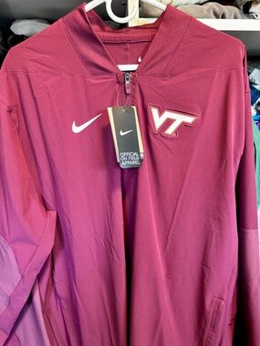 Nike Maroon Virginia Tech Pullover Windbreaker Official On Field Coaches NWT XL